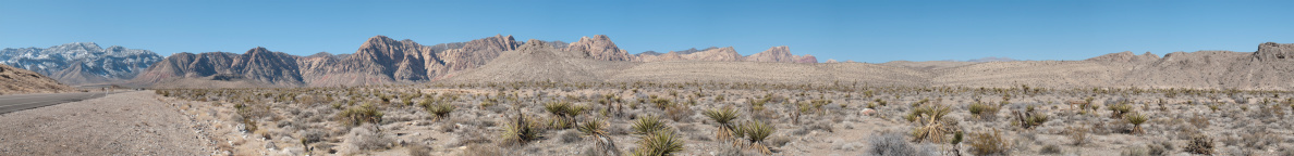 Wide angle view of the desert close to Las Vegas