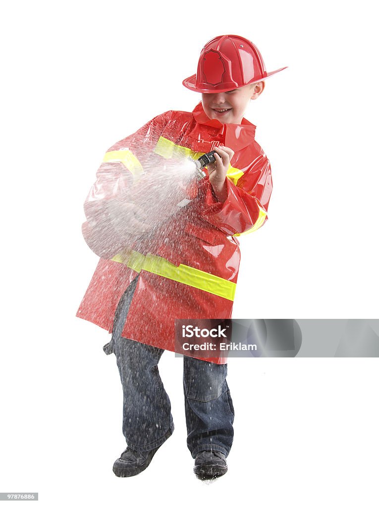 Kleine Junge gekleidet wie Feuer-fighter - Lizenzfrei Feuerwehrmann Stock-Foto