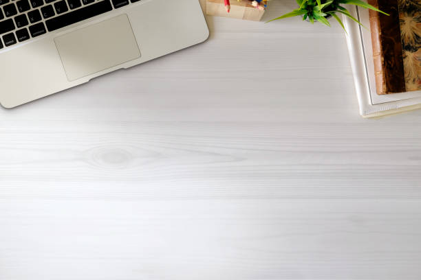 istock Office desk with laptop and supplies. Business workspace and copy space. 978776738