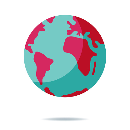 Vector illustration of a flat design and cartoon style planet Earth