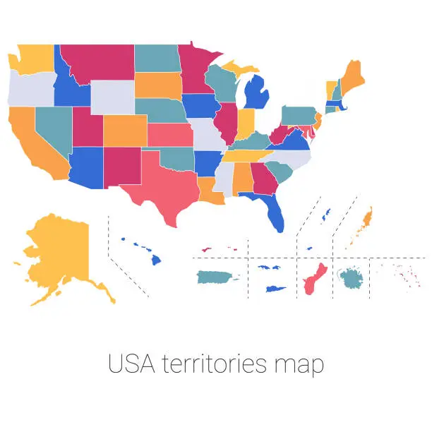 Vector illustration of USA territories map