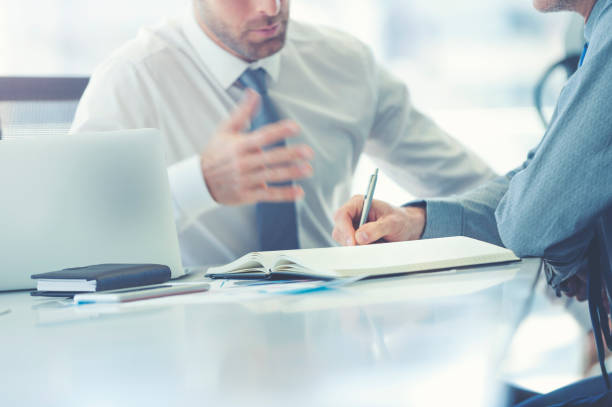 istock Two businessmen meeting with technology. 978794176
