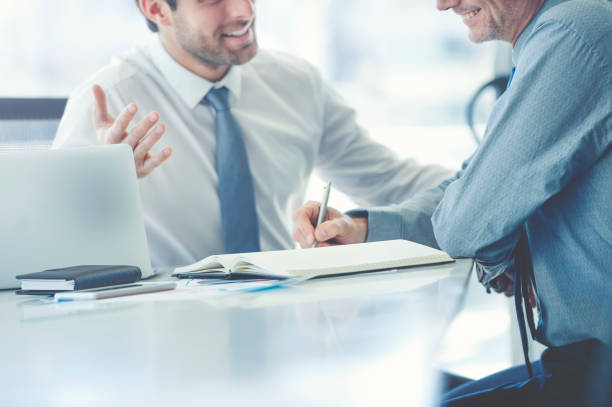 istock Two businessmen meeting with technology. 978794180