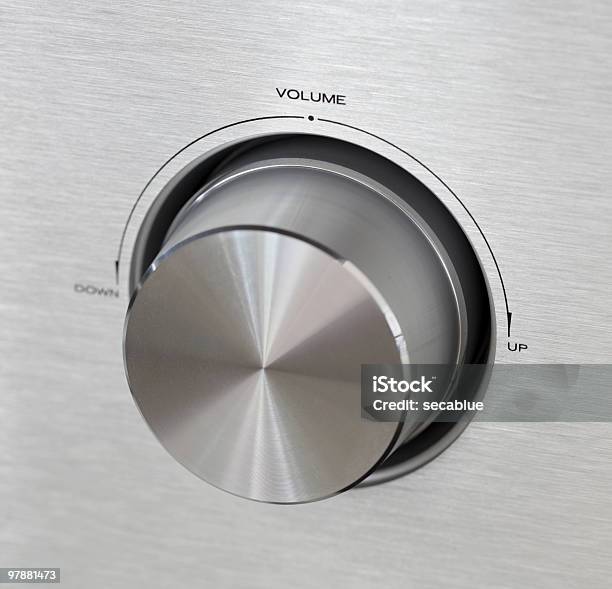 Silver Volume Control Dial Stock Photo - Download Image Now - Abstract, Amplifier, Brushed Metal