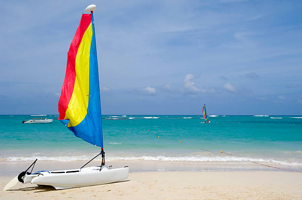 istock Sailboat on caribbean beach 97881877