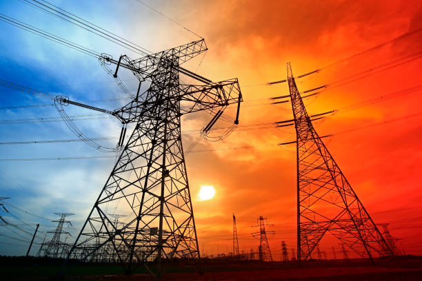 istock Electric tower, silhouette at sunset 978824302