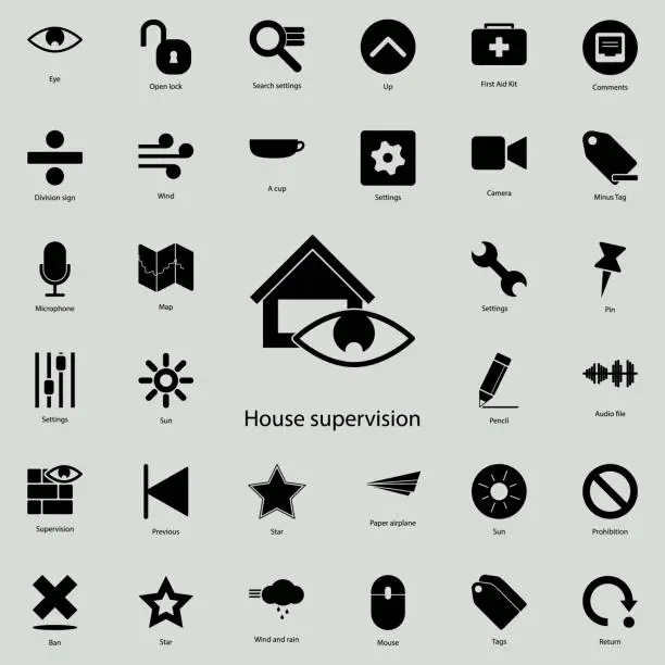 Vector illustration of house supervision icon.  Detailed set of minimalistic icons. Premium graphic design. One of the collection icons for websites, web design, mobile app
