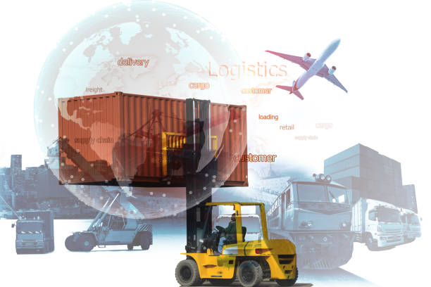 World map with logistic network distribution on background. Logistic and transport concept in front Logistics Industrial Container Cargo freight ship for Concept of fast or instant shipping, Online goods orders worldwide mapa mundial con la red logística de distribución en el fondo. enviar el concepto de logística y transporte en frente la carga logística industrial carga por concepto de rápido o inmediato envío, pedidos de productos en línea en todo el mundo