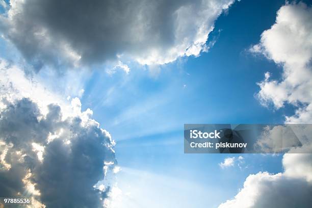 Blue Sky With Sunbeams Stock Photo - Download Image Now - Backgrounds, Beauty In Nature, Blue
