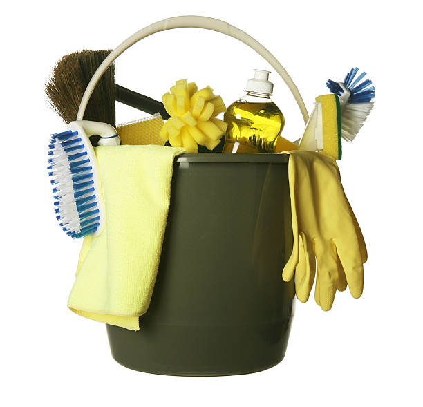 istock Cleaning supplies bucket isolated 97886138