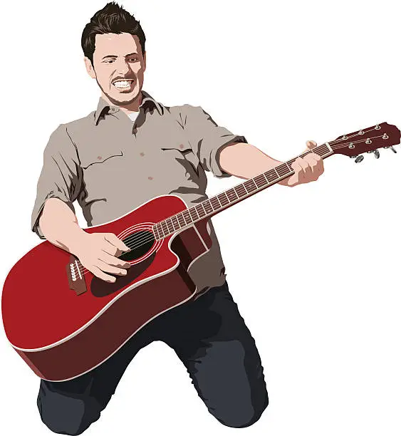 Vector illustration of Awesome guitar player