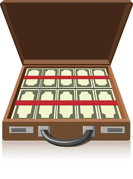 Vector illustration of Briefcase full of cash
