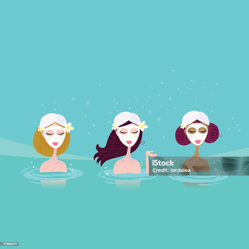 Drei Frauen in water spa - Lizenzfrei Drei Personen Vektorgrafik