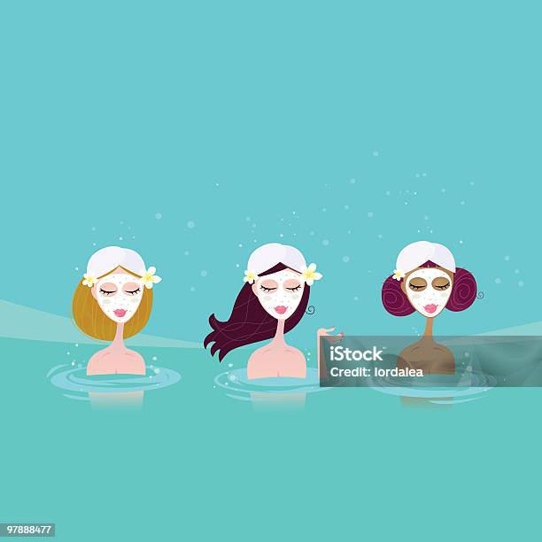 Drei Frauen In Water Spa Stock Vektor Art und mehr Bilder von Drei Personen - Drei Personen, Frauen, Freundschaft