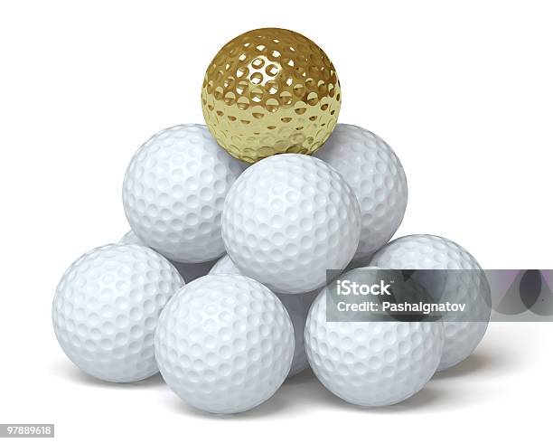 Bola De Golfe - Fotografias de stock e mais imagens de Dourado - Cores - Dourado - Cores, Ouro - Metal, Golfe