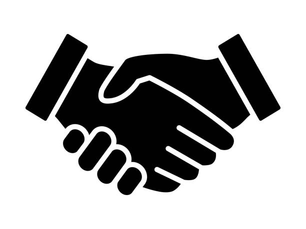 ilustrações de stock, clip art, desenhos animados e ícones de business handshake / contract agreement flat icon for apps and websites - handshake