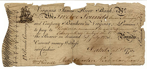 Rare Colonial Broken Bank Note stock photo