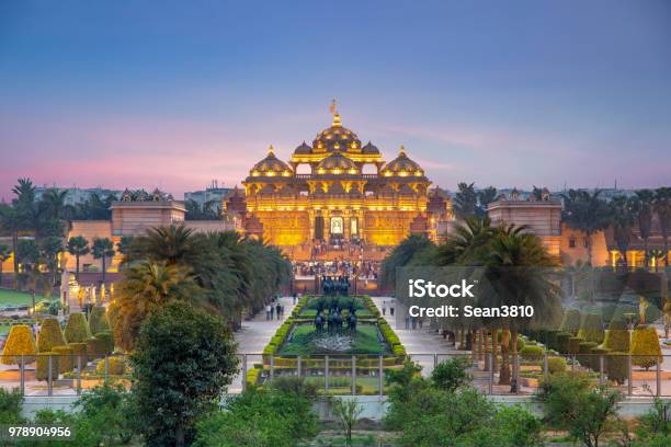 Akshardham Temple At Night Stock Photo - Download Image Now - Delhi, India, Culture of India