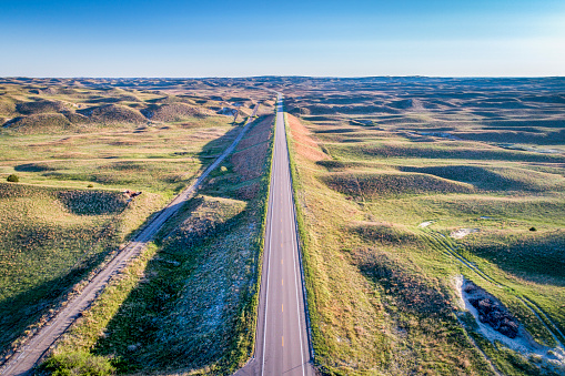 carretera de Nebraska médanos - vista aérea photo