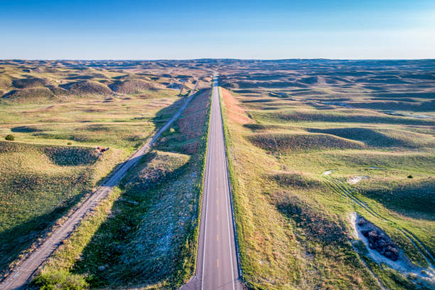 istock highway in Nebraska Sandhills - aerial view 978909478