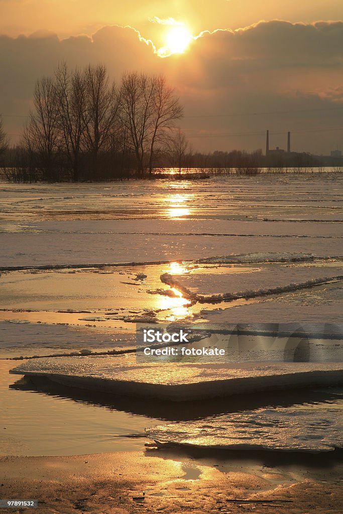 Vistula river in Poland - sunset.  Cloud - Sky Stock Photo