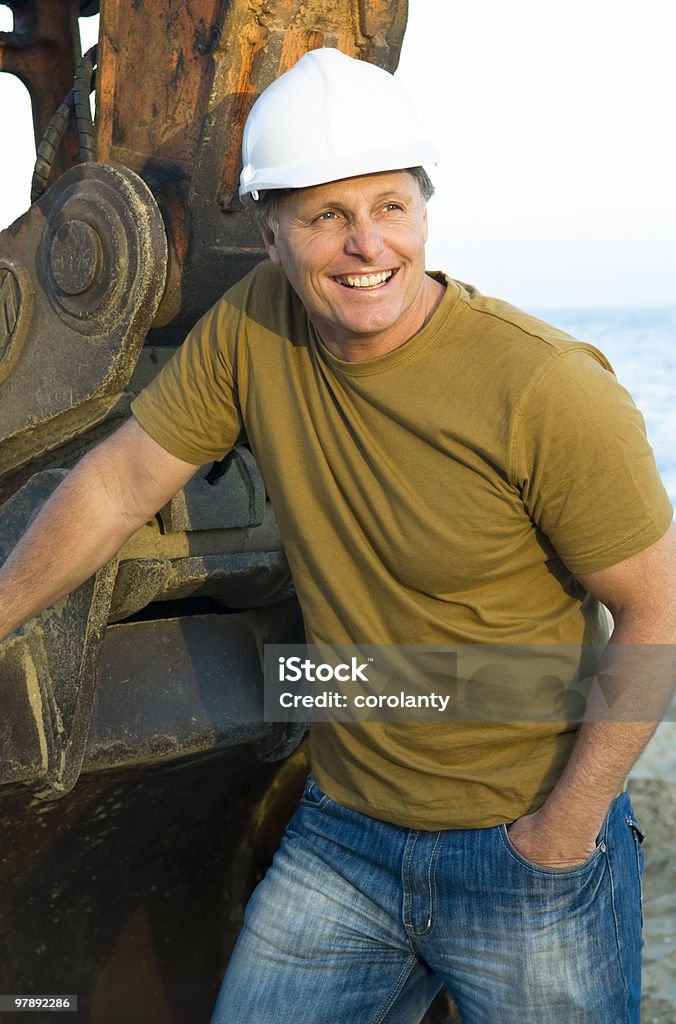 Happy smiling consruction worker.  40-44 Years Stock Photo