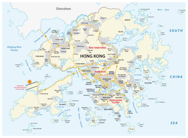 中華人民共和國香港特別行政區路線圖;; - hong kong 幅插畫檔、美工圖案、卡通及圖標