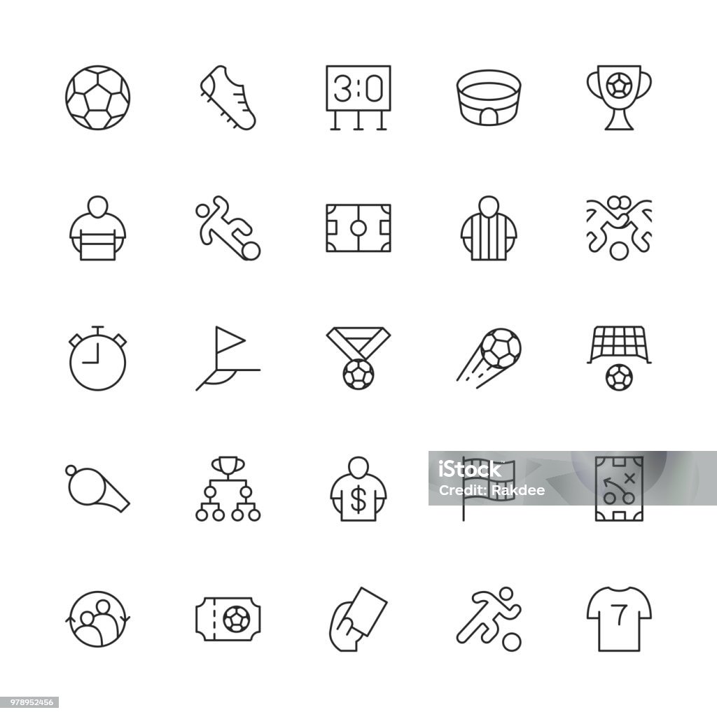 Soccer Football Icons - Thin Line Series Soccer Football Icons Thin Line Series Vector EPS File. Icon Symbol stock vector