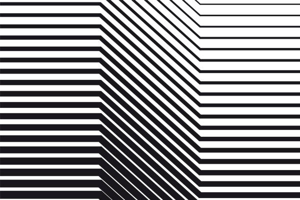 ilustrações de stock, clip art, desenhos animados e ícones de abstract black and white op art background - repetition striped pattern in a row