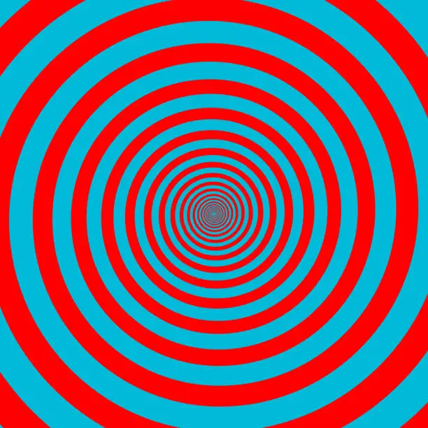 Vector illustration of Red and blue hypnotic spiral