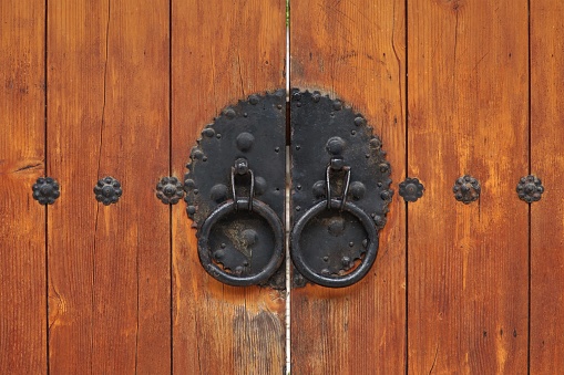 Traditional Korean style door at Bukchon Hanok Village in Seoul