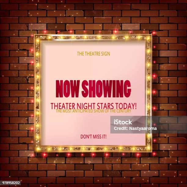 3d Render Marquee Light Square Board Sign Stock Illustration - Download Image Now - Film Poster, Movie, Poster
