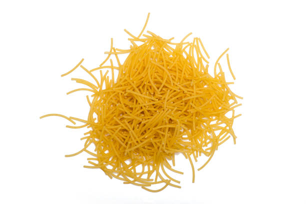 bunch of pasta straws vermicelli on a white background