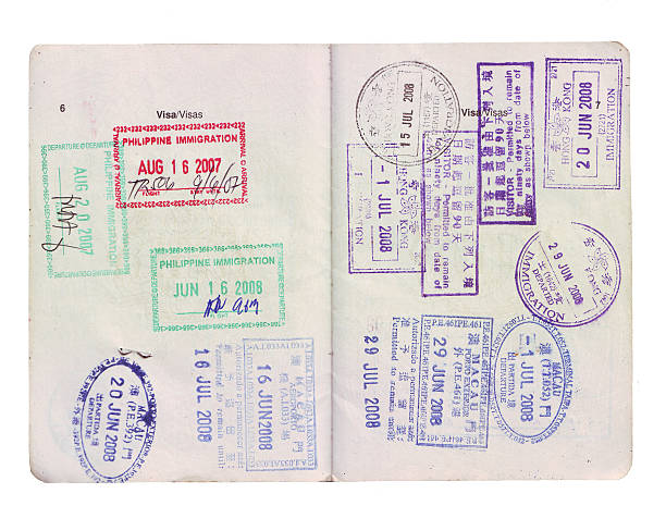 istock travel visa stamps on passport 97897729