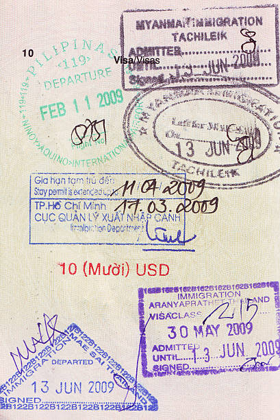 istock travel visa stamps on passport 97897732