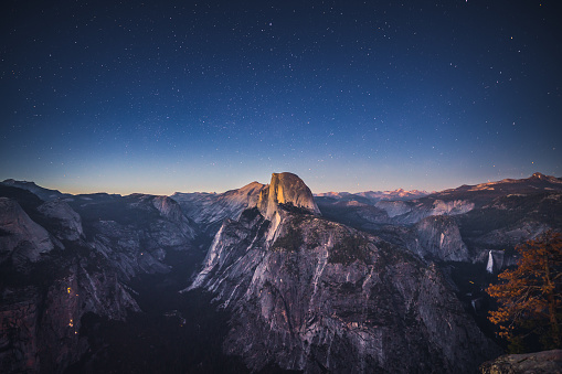 Starry Night above Half Dome in Yosemite National Park, California, USA