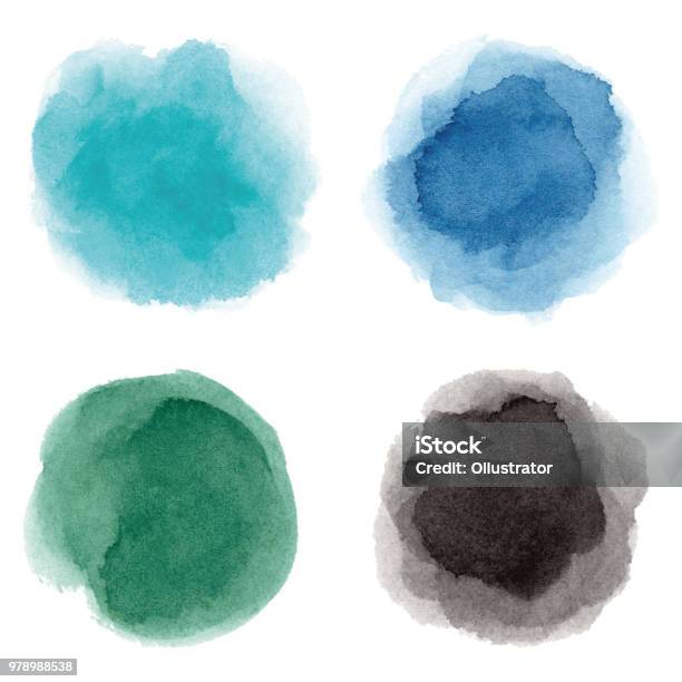 Round Multicolored Watercolor Spots Stock Illustration - Download Image Now - Watercolor Painting, Watercolor Paints, Circle