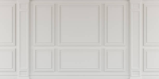 istock Perspective of white empty room and dark laminate floor,classic interior style.blank space architecture.3d rendering 978996464