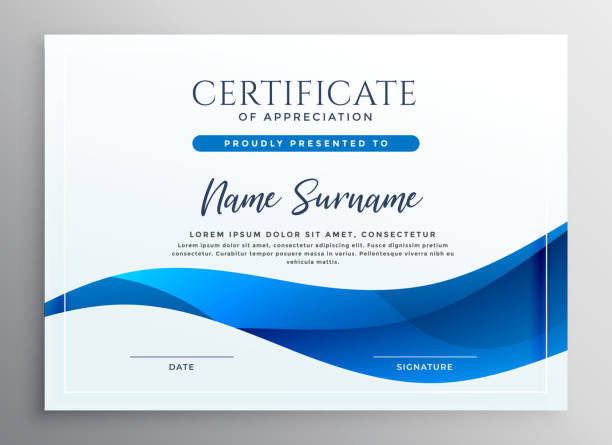 elegant blue qualification certificate design elegant blue qualification certificate design certificate templates stock illustrations