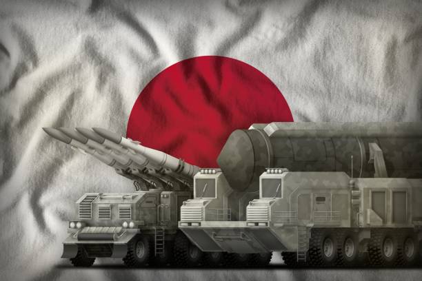 istock Japan rocket troops concept on the national flag background. 3d Illustration 979001088