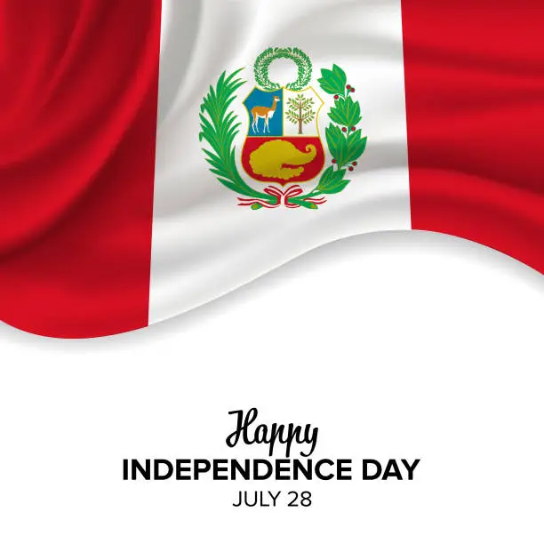 Vector illustration of Vector festive illustration of Peru Independence Day celebration. Vector design elements of the national day, holiday graphic icons.