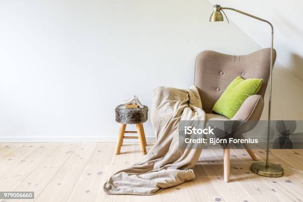 Cozy Reading Chair Stock Photo - Download Image Now - Armchair, Chair, Comfortable