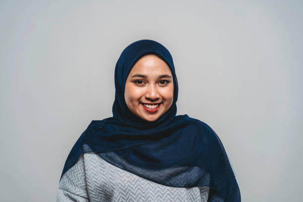 portrait of a young adult malaysian woman - hijab imagens e fotografias de stock