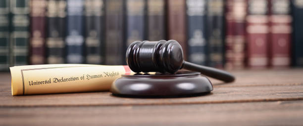 istock Universal declaration of human rights on a wooden background, human rights concept. 979009410