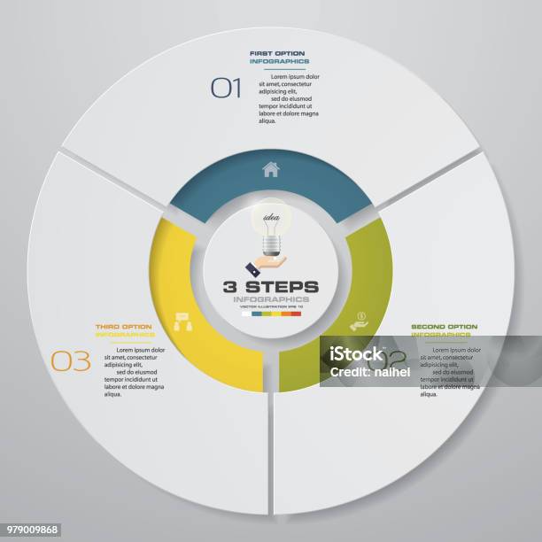3 Steps Cycle Chart Infographics Elements Stock Illustration - Download ...