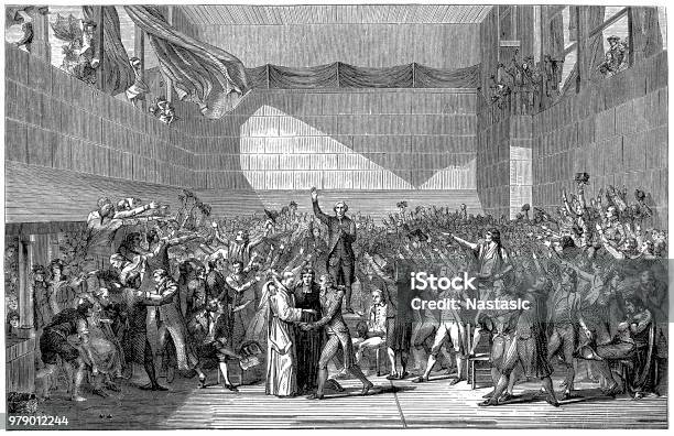 Revolution 20th June 1789 The Meeting Of The Deputies Of The National Assembly During The Signing Of The Tennis Court Oath In Versailles Stock Illustration - Download Image Now
