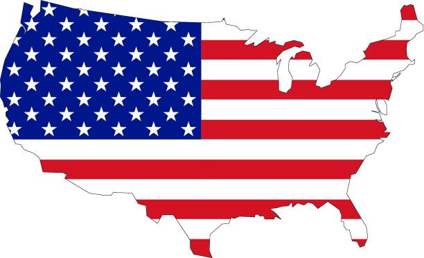 istock Map of USA with official flag colors 979012374