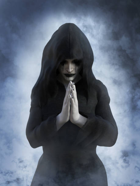 istock 3D rendering of a ghost nun praying. 979013028