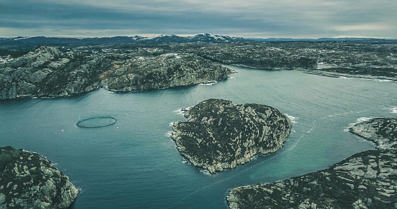 Aerial drone view: the fjords of Norway