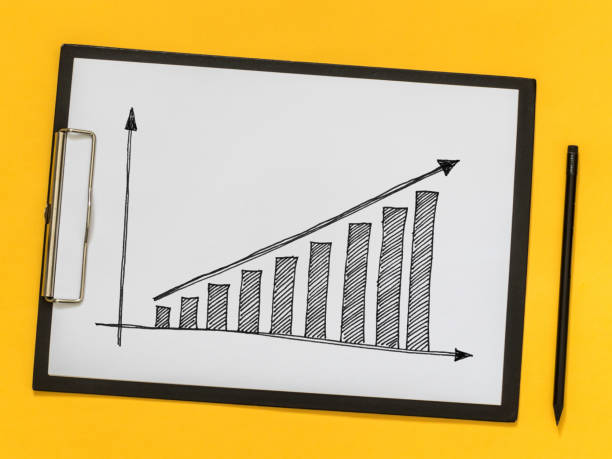 istock Business coaching, training. Growth chart on a piece of paper 979018034
